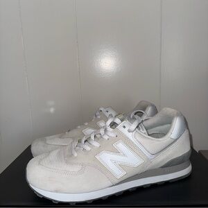 New Balance 574 Off-White and Gray Sneakers